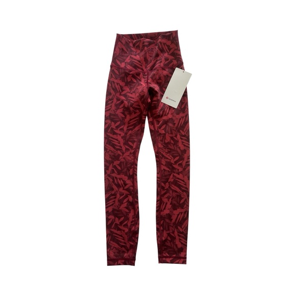 NWT Lululemon wunder under high rise tight 25” luxtreme spray leaf fireside red - Picture 1 of 10